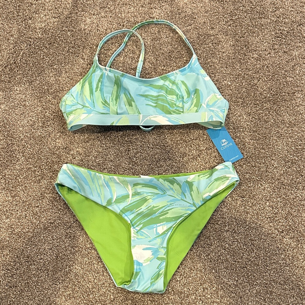 Colorful Leaf Print Cupshe Bikini Set                     New with Tags